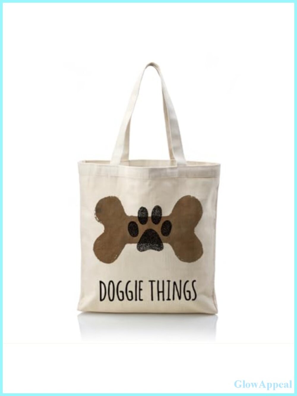 Canvas Dog Tote Bag Bone and Paw Print Reusable Shopping Shoulder